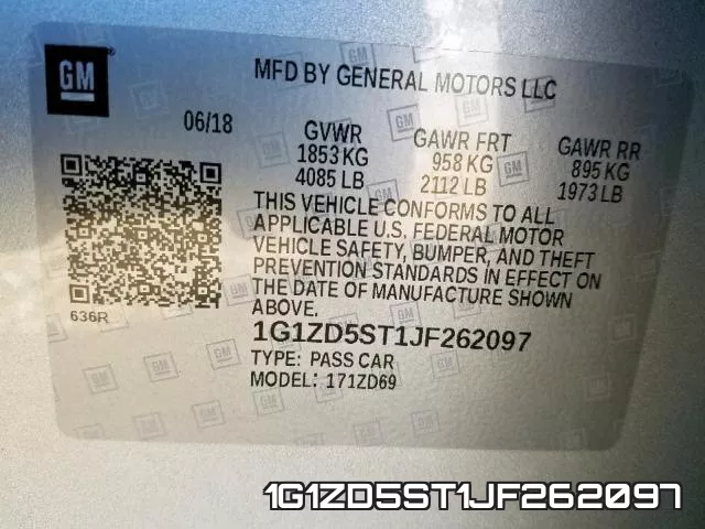 1G1ZD5ST1JF262097 фото 2