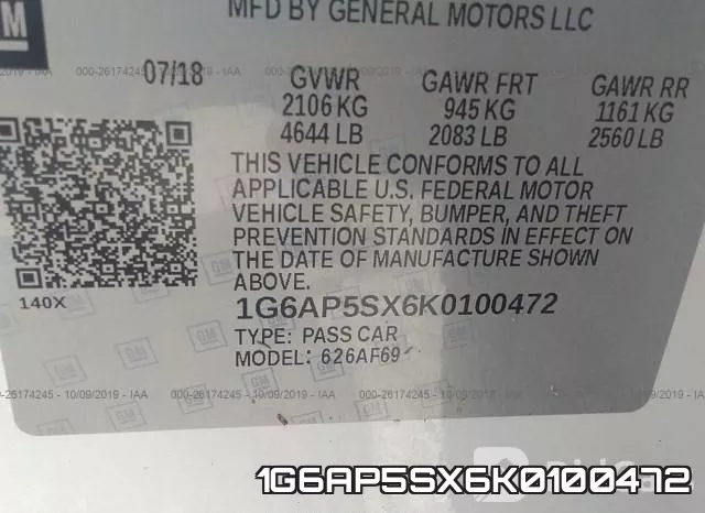 1G6AP5SX6K0100472 фото 10