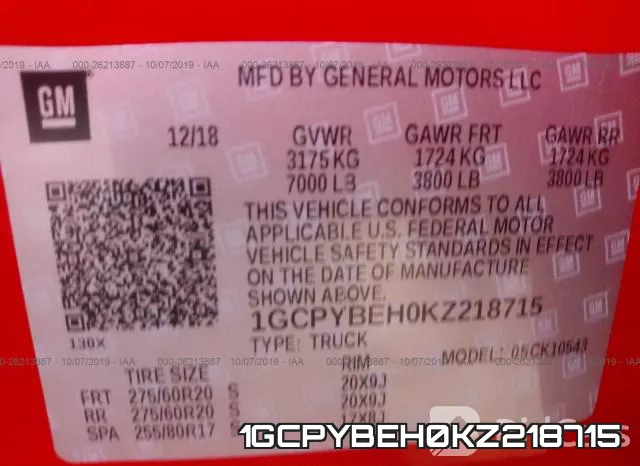 1GCPYBEH0KZ218715 фото 10