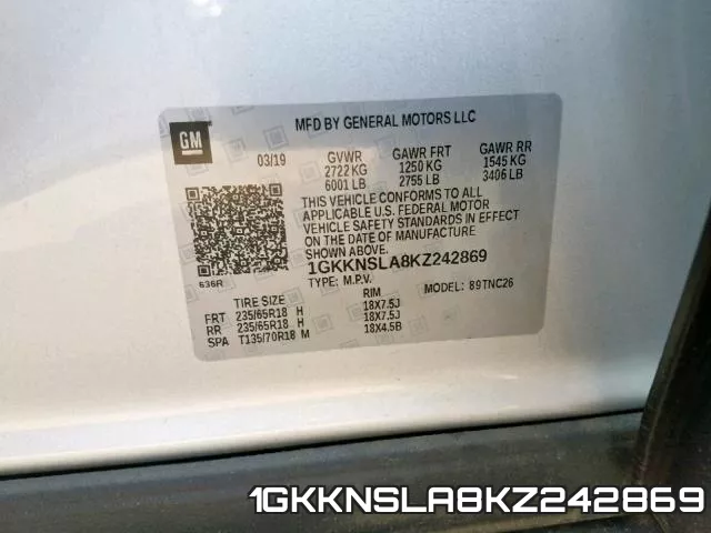 1GKKNSLA8KZ242869 фото 2