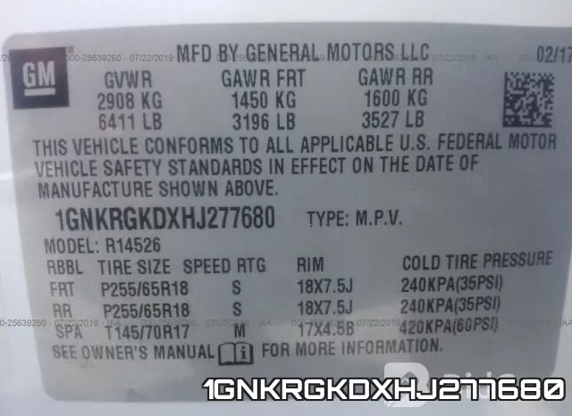 1GNKRGKDXHJ277680 фото 10