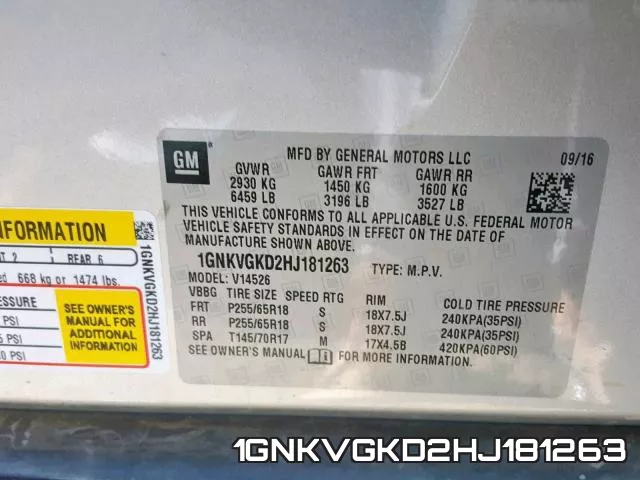 1GNKVGKD2HJ181263 фото 2