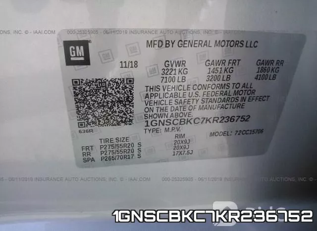 1GNSCBKC7KR236752 фото 9