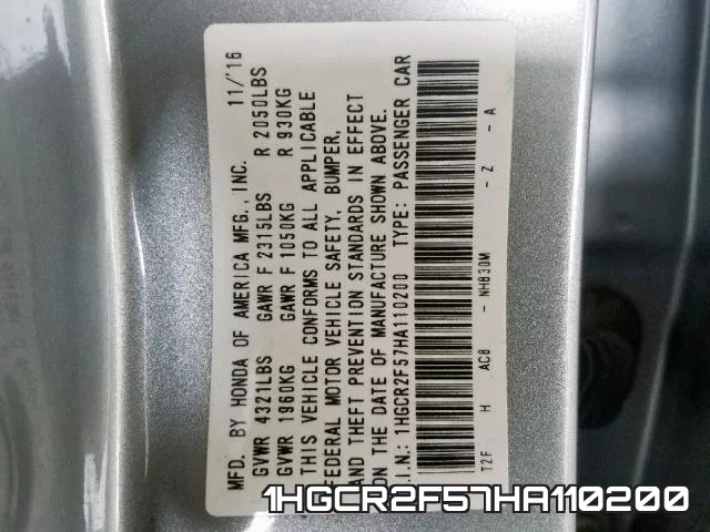 1HGCR2F57HA110200 фото 2