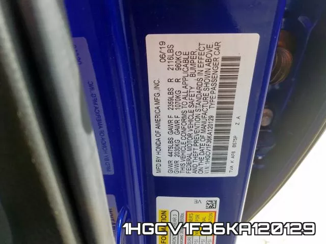 1HGCV1F36KA120129 фото 2
