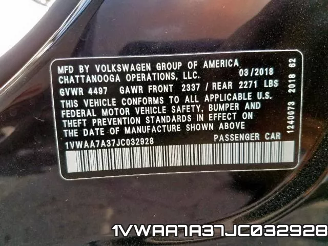 1VWAA7A37JC032928 фото 2