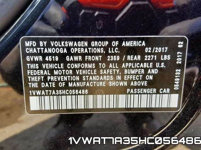 1VWAT7A35HC056486 фото 2