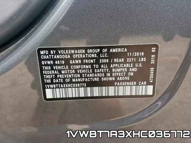 1VWBT7A3XHC036772 фото 2