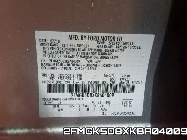 2FMGK5D8XKBA04009 фото 2