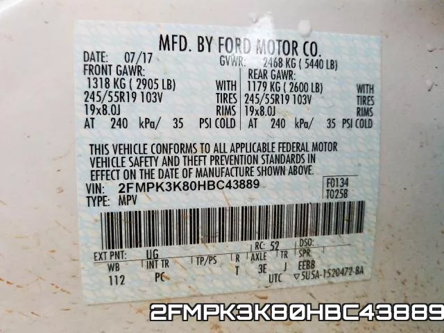 2FMPK3K80HBC43889 фото 2
