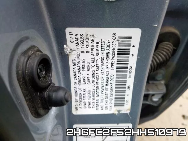 2HGFC2F52HH510973 фото 2