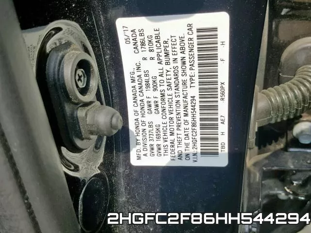 2HGFC2F86HH544294 фото 2