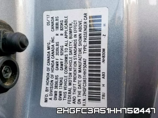 2HGFC3A51HH750447 фото 2