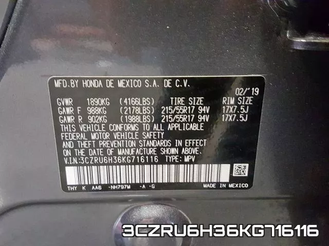 3CZRU6H36KG716116 фото 2