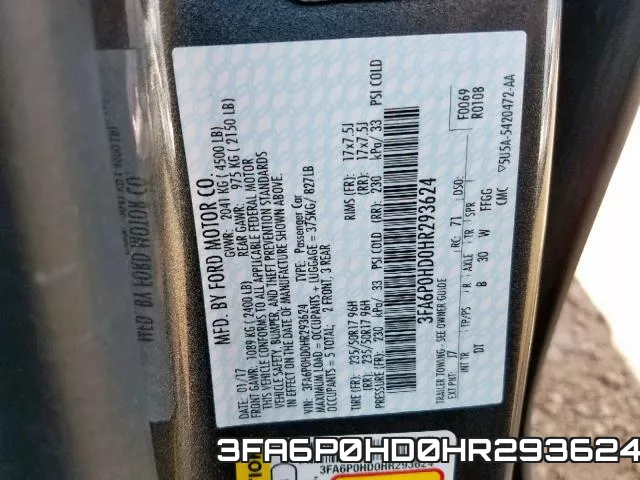 3FA6P0HD0HR293624 фото 2