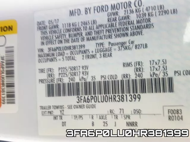 3FA6P0LU0HR381399 фото 2