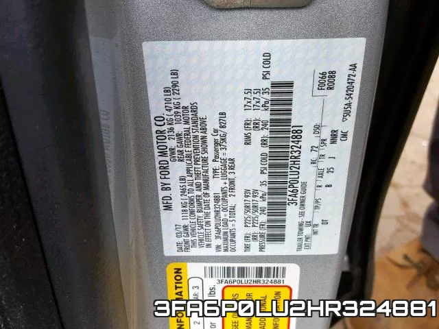 3FA6P0LU2HR324881 фото 2