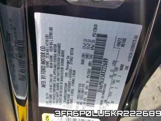 3FA6P0LU5KR222689 фото 2
