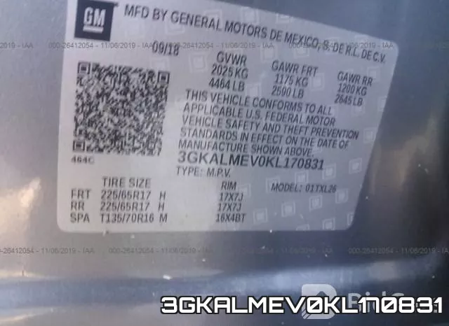 3GKALMEV0KL170831 фото 9