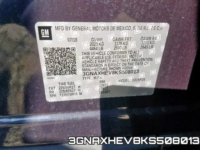 3GNAXHEV8KS508013 фото 2