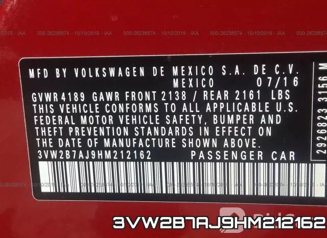 3VW2B7AJ9HM212162 фото 10
