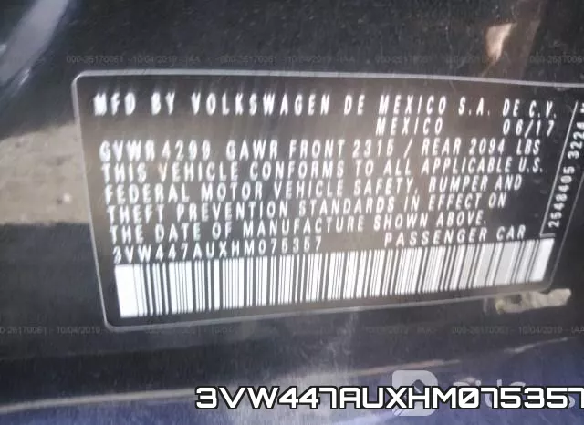 3VW447AUXHM075357 фото 10
