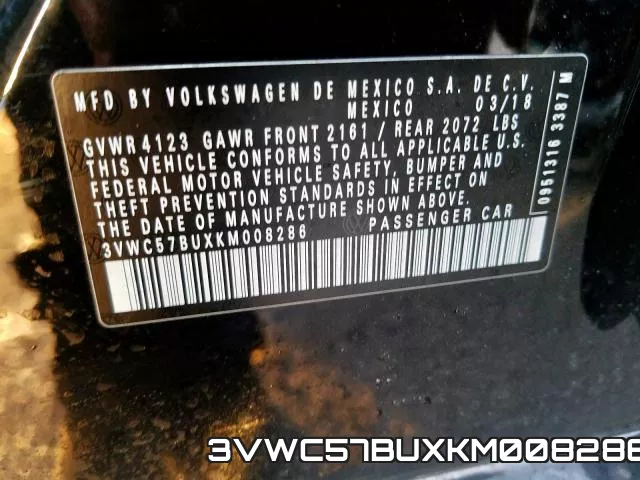 3VWC57BUXKM008286 фото 2