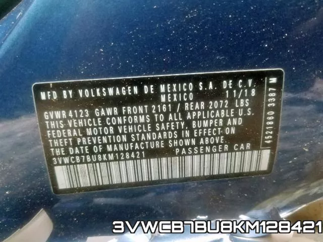3VWCB7BU8KM128421 фото 2