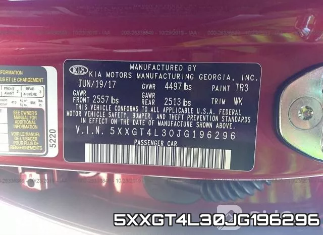 5XXGT4L30JG196296 фото 10