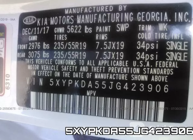5XYPKDA55JG423906 фото 10
