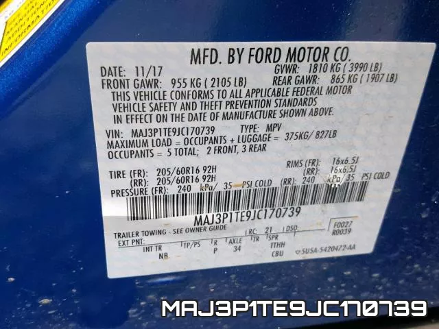 MAJ3P1TE9JC170739 фото 2
