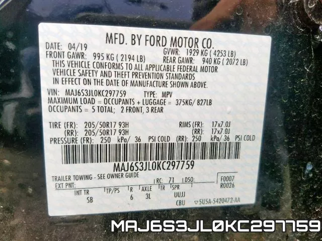 MAJ6S3JL0KC297759 фото 2