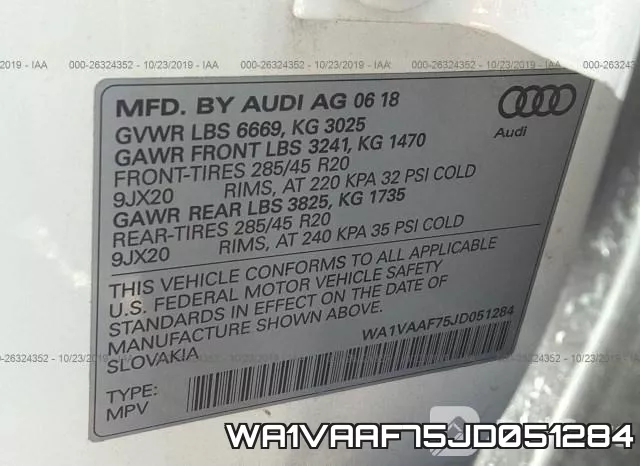 WA1VAAF75JD051284 фото 9