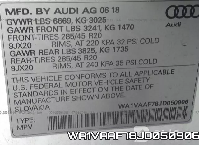 WA1VAAF78JD050906 фото 10
