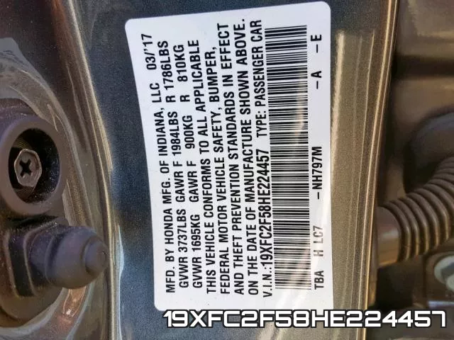 19XFC2F58HE224457 фото 2
