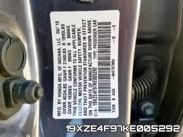 19XZE4F97KE005292 фото 2