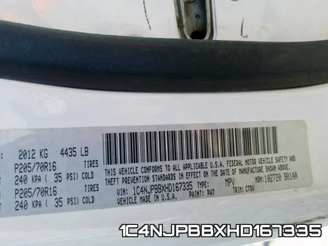 1C4NJPBBXHD167335 фото 2