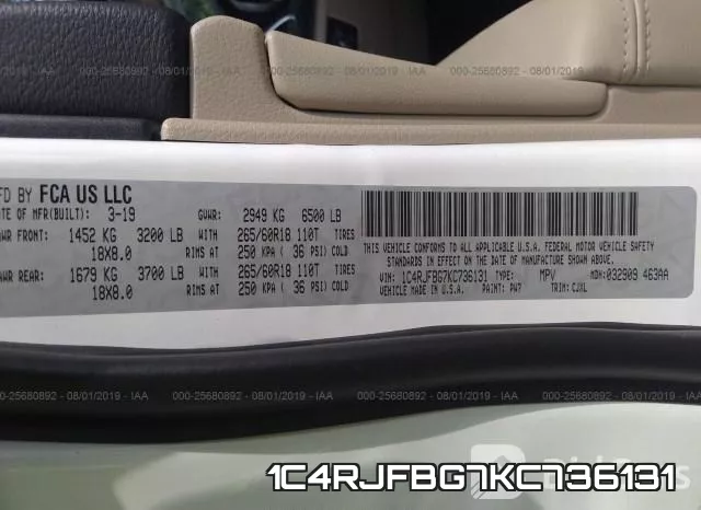 1C4RJFBG7KC736131 фото 10