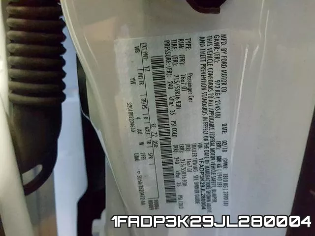 1FADP3K29JL280004 фото 2
