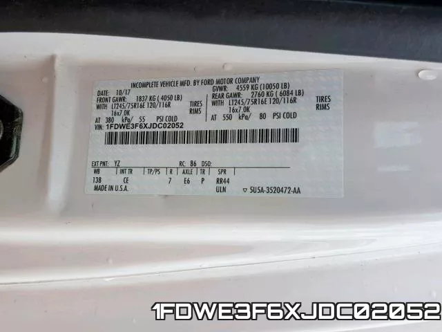 1FDWE3F6XJDC02052 фото 2