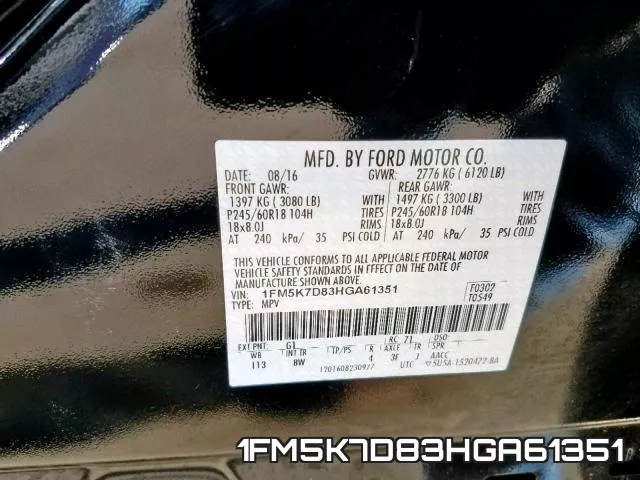 1FM5K7D83HGA61351 фото 2