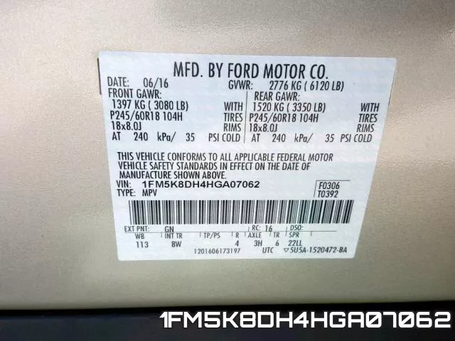 1FM5K8DH4HGA07062 фото 2
