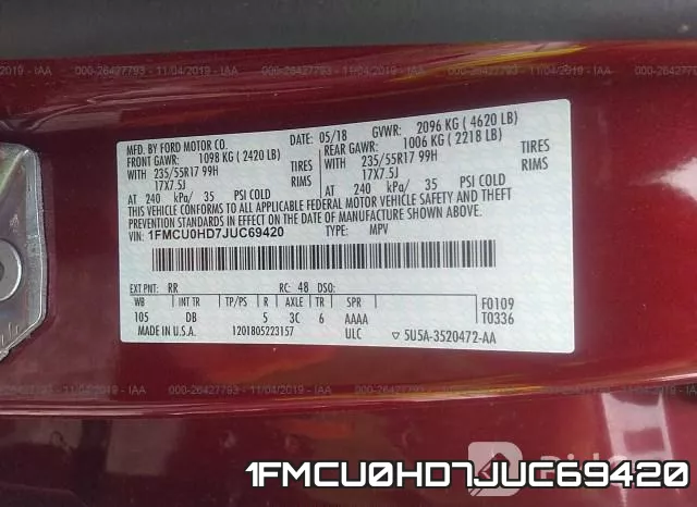 1FMCU0HD7JUC69420 фото 6