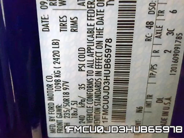 1FMCU0JD3HUB65978 фото 2