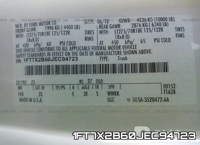 1FT7X2B60JEC94723 фото 10