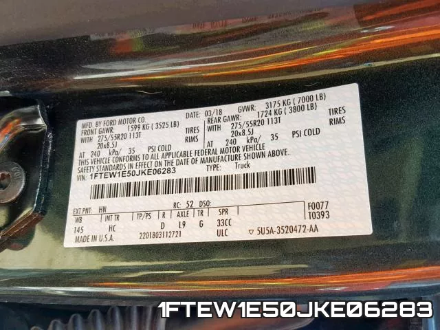 1FTEW1E50JKE06283 фото 2