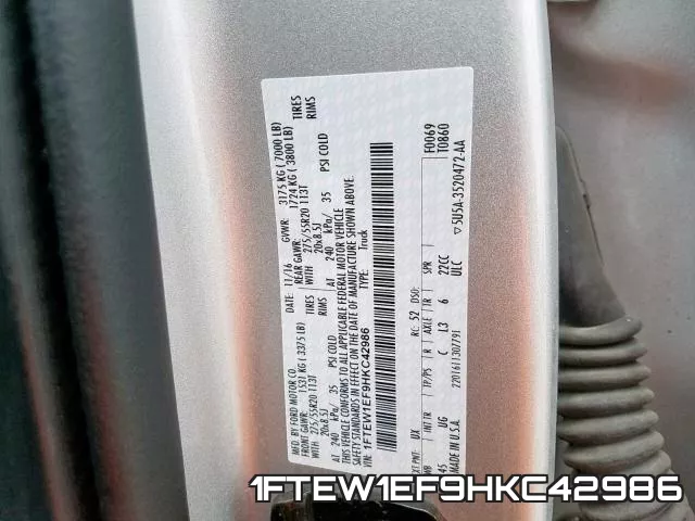 1FTEW1EF9HKC42986 фото 2