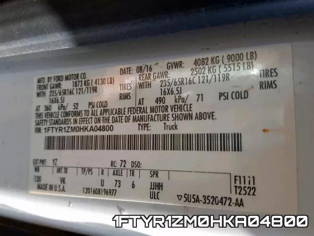 1FTYR1ZM0HKA04800 фото 2