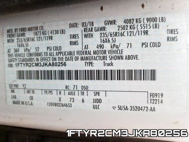 1FTYR2CM3JKA80256 фото 2