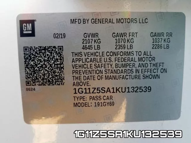 1G11Z5SA1KU132539 фото 2